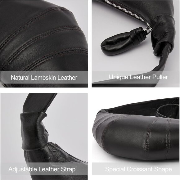 Designer Crescent Crossbody Bag for Women - Soft Lambskin & Premium Finish - Picture 3 of 7